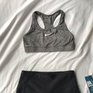 Grey Dri-fit Nike Sports bra w/ white swoosh